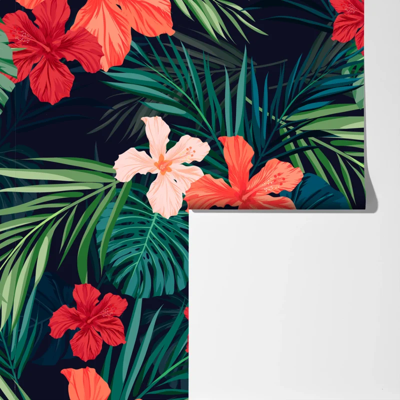 Fototapeta tropikalny wzór z hibiskusem Fototapeta tropikalny wzór z hibiskusem