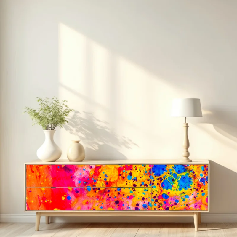 Repositionierbarer Aufkleber ebru marmorierung abstrakt in lebendigen farben