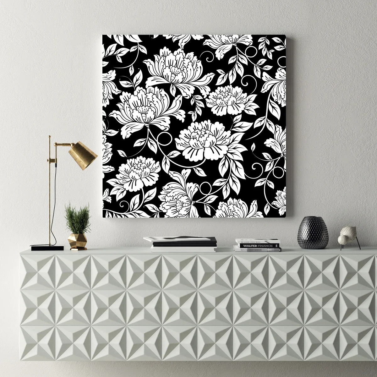 Leinwandbild monochromes blumenmuster Leinwandbild monochromes blumenmuster