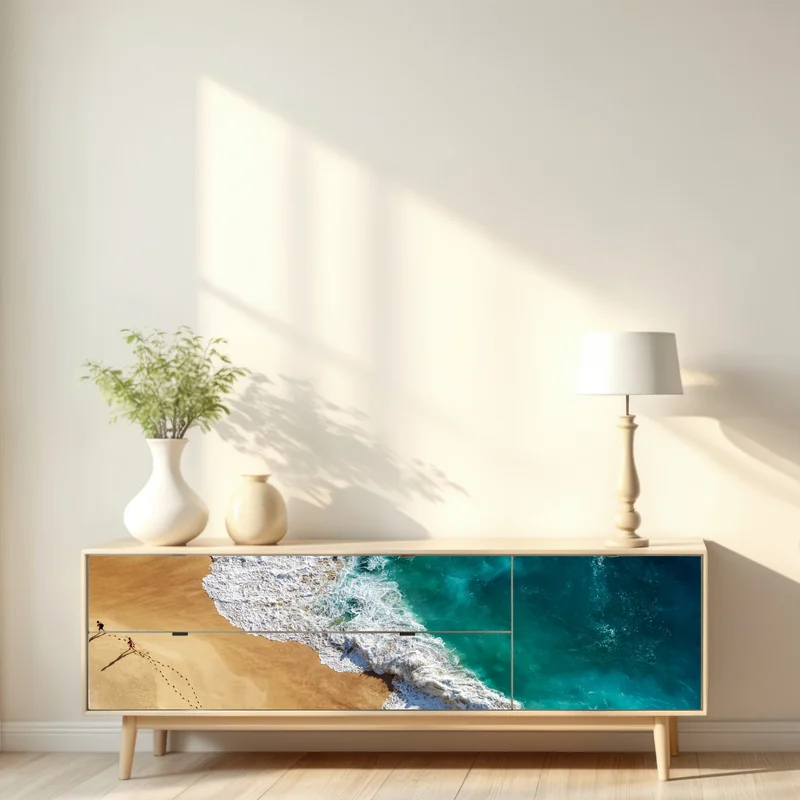 Repositionierbarer Aufkleber türkisfarbene wellen am Kelingking Beach Repositionierbarer Aufkleber türkisfarbene wellen am Kelingking Beach