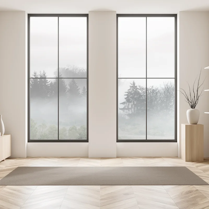 Fensteraufkleber nebliger wald in grautönen