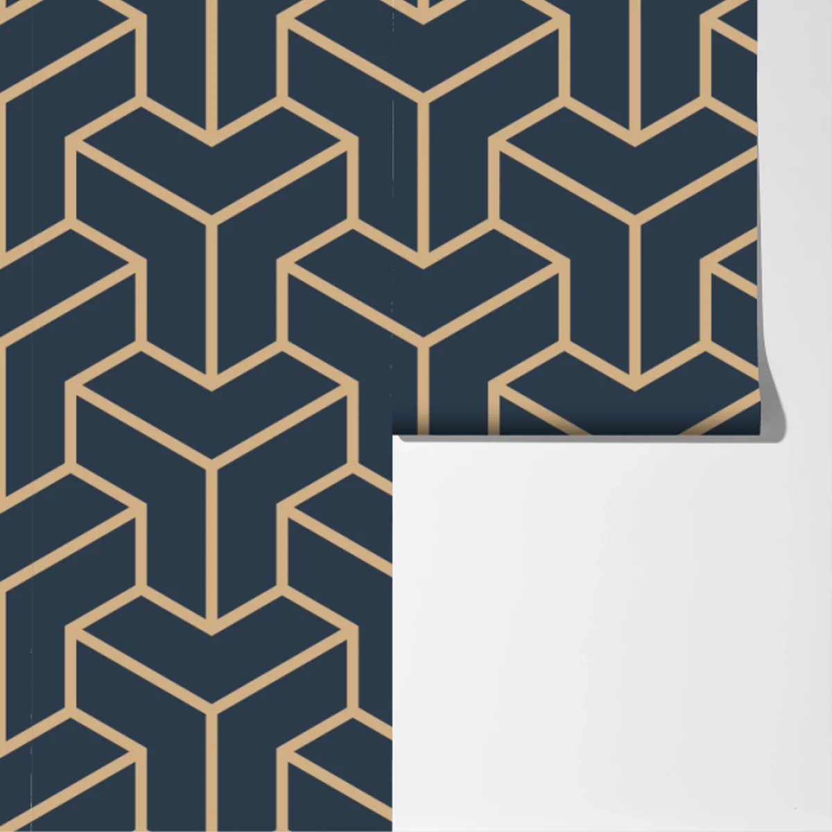 Fototapete marineblaues geometrisches würfelmuster Fototapete marineblaues geometrisches würfelmuster