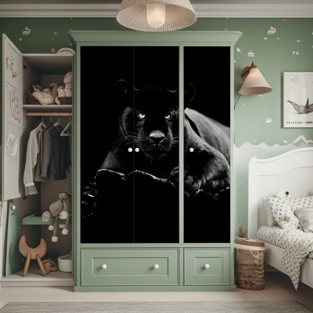 Schrankaufkleber majestätisches porträt eines schwarzen panthers Schrankaufkleber majestätisches porträt eines schwarzen panthers