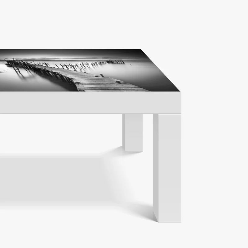 Tischaufkleber und Schreibtischaufkleber ruhiger hölzerner steg bei dämmerung • Tischaufkleber bei Wallnifity® Tischaufkleber und Schreibtischaufkleber ruhiger hölzerner steg bei dämmerung • Tischaufkleber bei Wallnifity®