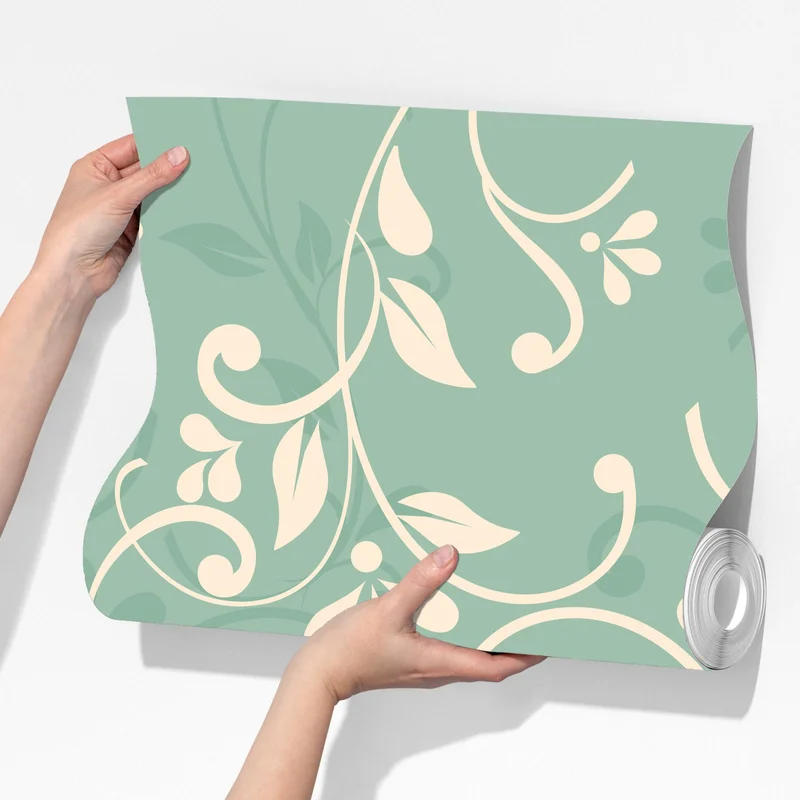 Fototapete minzfarbiges blumenmuster im vintage-stil Fototapete minzfarbiges blumenmuster im vintage-stil