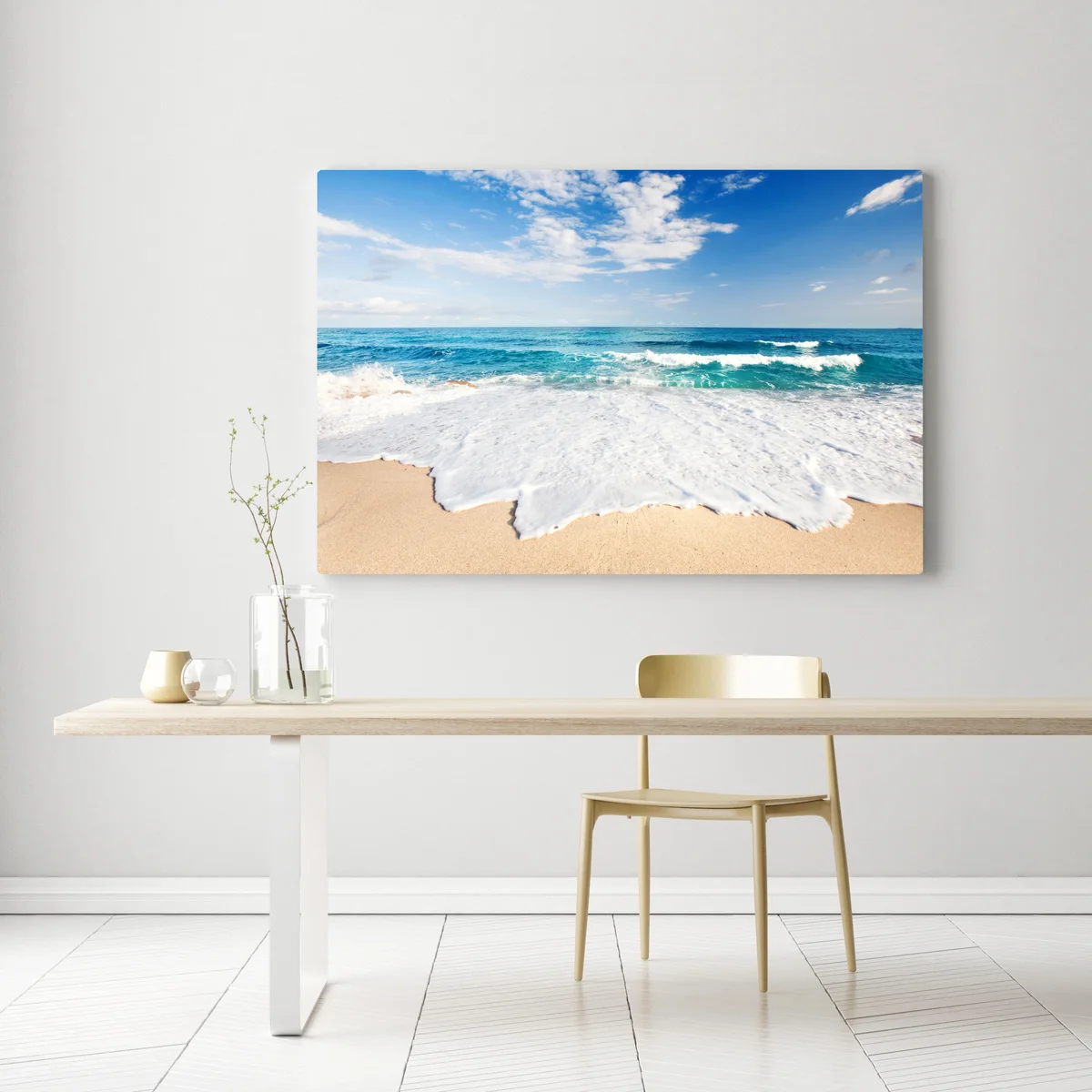 Leinwandbild türkisfarbene wellen am sandstrand Leinwandbild türkisfarbene wellen am sandstrand