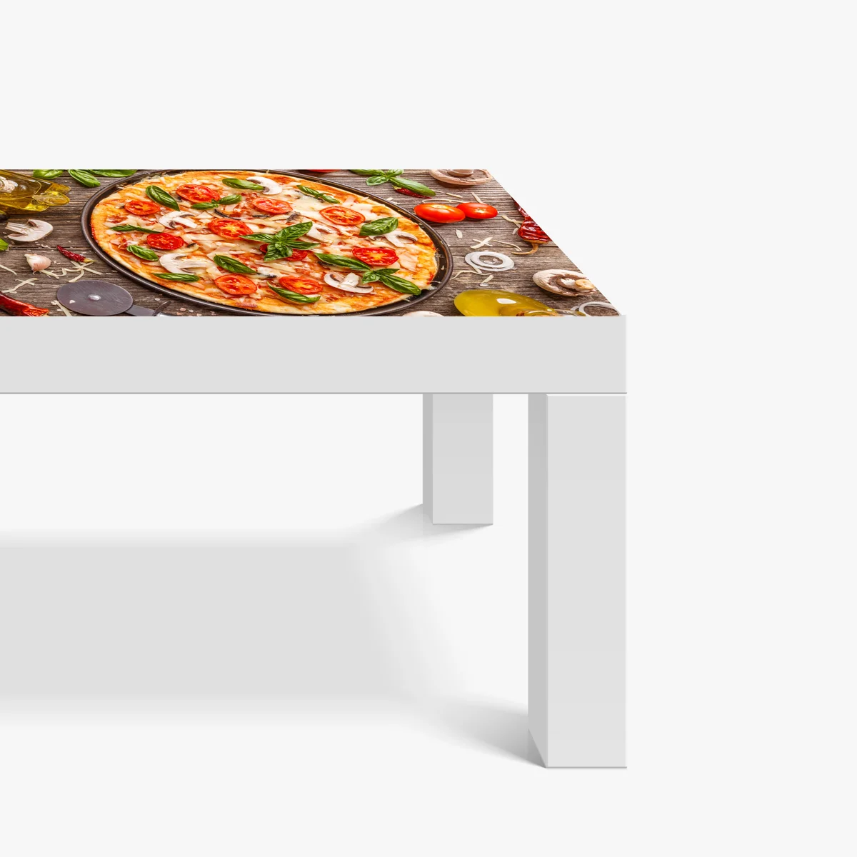 Tischaufkleber und Schreibtischaufkleber frische pizza mit basilikum und cherrytomaten Tischaufkleber und Schreibtischaufkleber frische pizza mit basilikum und cherrytomaten