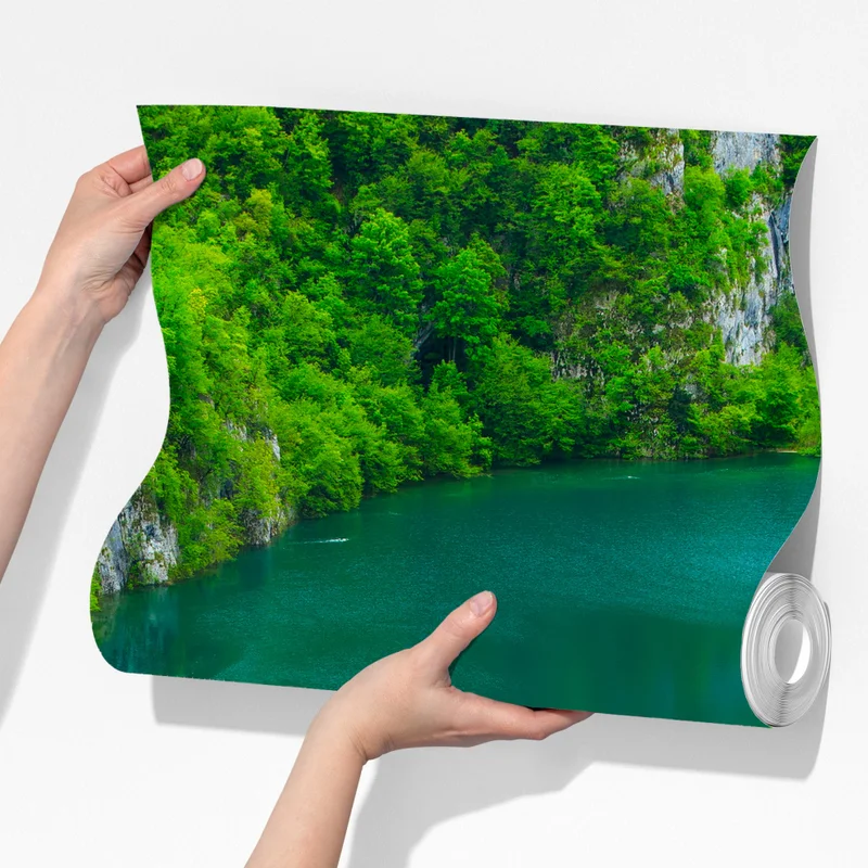 Fototapete üppiger wasserfall und türkise seen Fototapete üppiger wasserfall und türkise seen