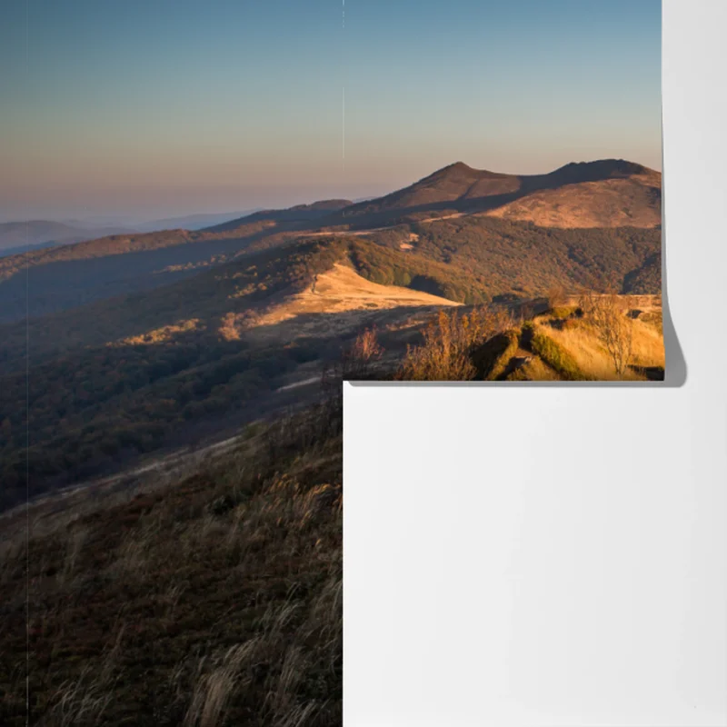 Fototapeta złoty grzbiet górski o zachodzie słońca Fototapeta złoty grzbiet górski o zachodzie słońca