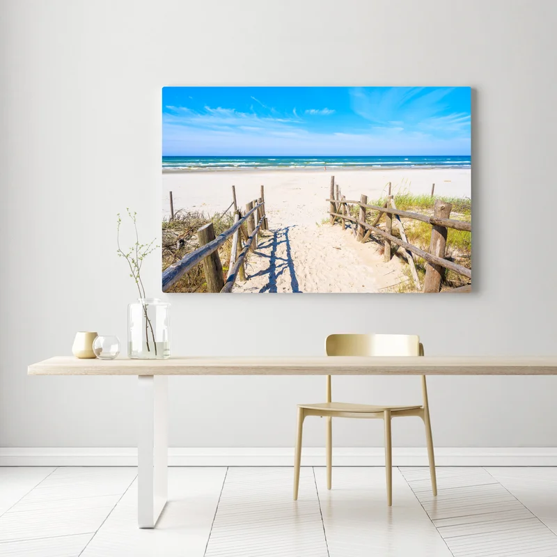 Leinwandbild eingang zum Strand von Debki an der Ostsee Leinwandbild eingang zum Strand von Debki an der Ostsee