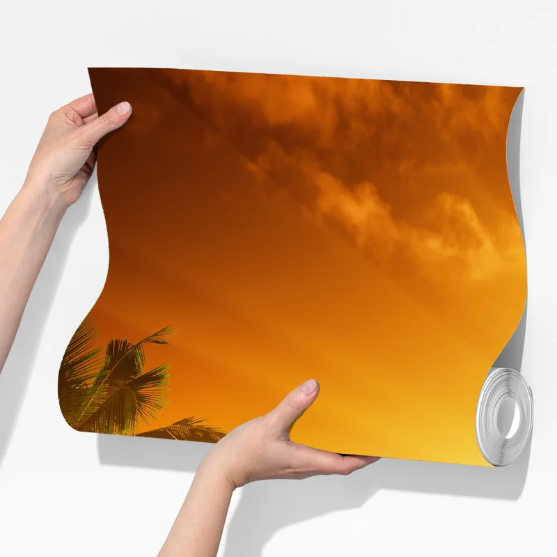 Fototapeta tropikalny zachód słońca nad plażą na Karaibach Fototapeta tropikalny zachód słońca nad plażą na Karaibach