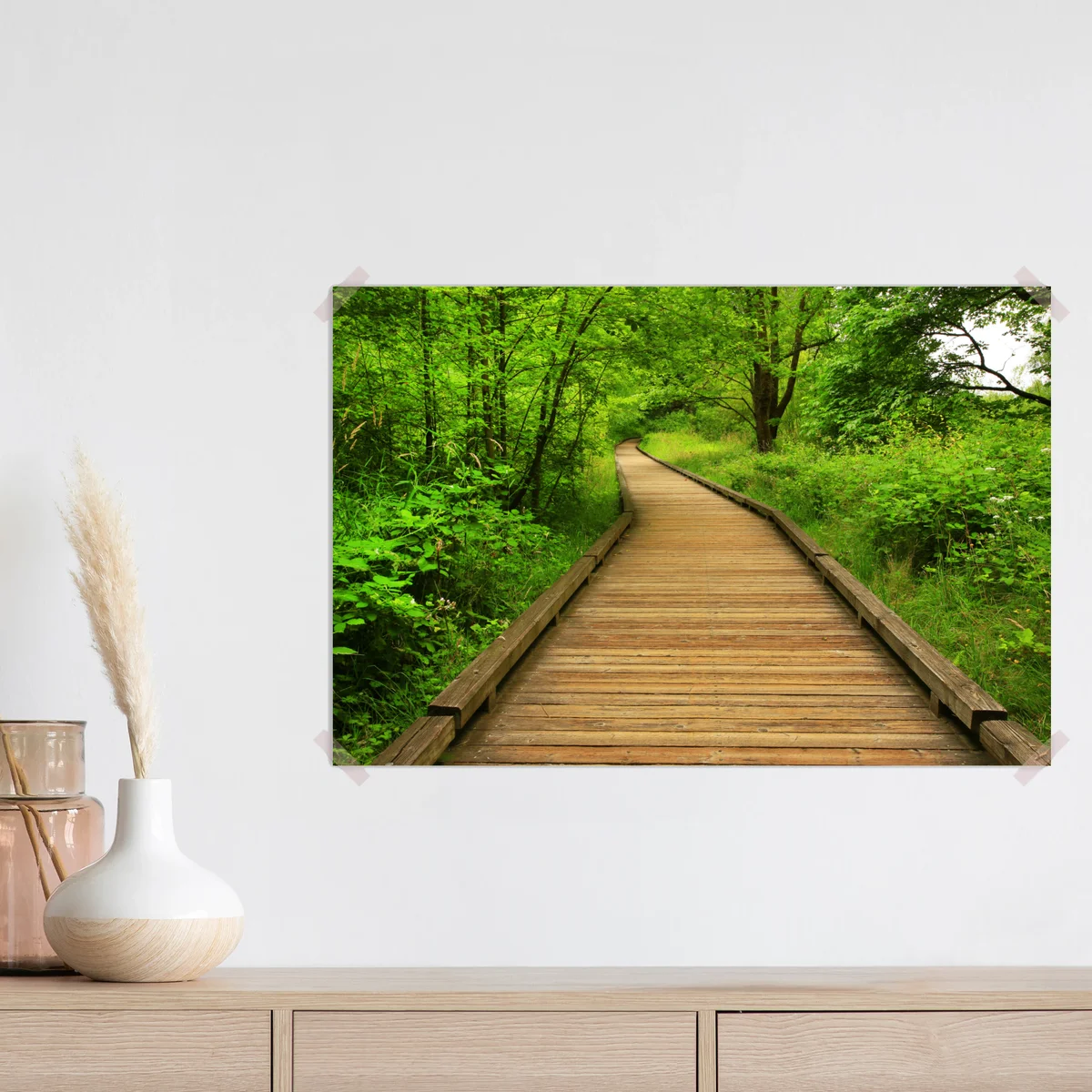 Poster ruhiger holzsteg im wald Poster ruhiger holzsteg im wald