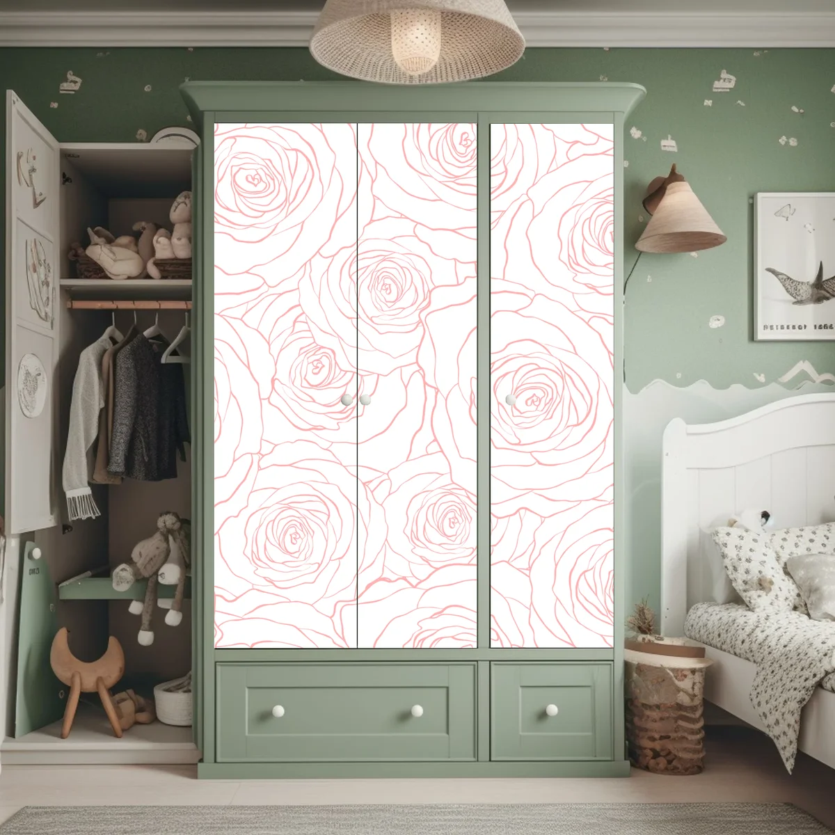 Schrankaufkleber zartes muster rosa rosen Schrankaufkleber zartes muster rosa rosen