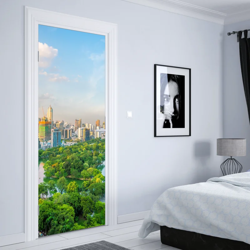 Türaufkleber Bangkok skyline über dem Lumpini Park