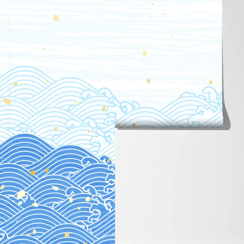 Fototapete ruhige blaue wellen mit goldakzenten Fototapete ruhige blaue wellen mit goldakzenten