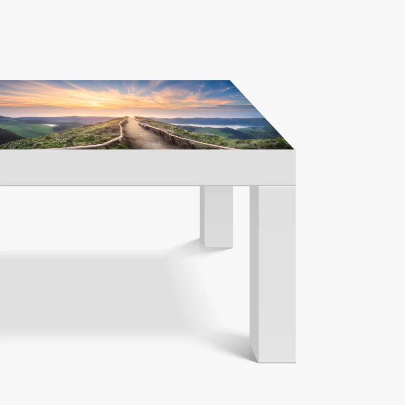 Tischaufkleber und Schreibtischaufkleber sonnenuntergangspfad auf berggrat über see und tal