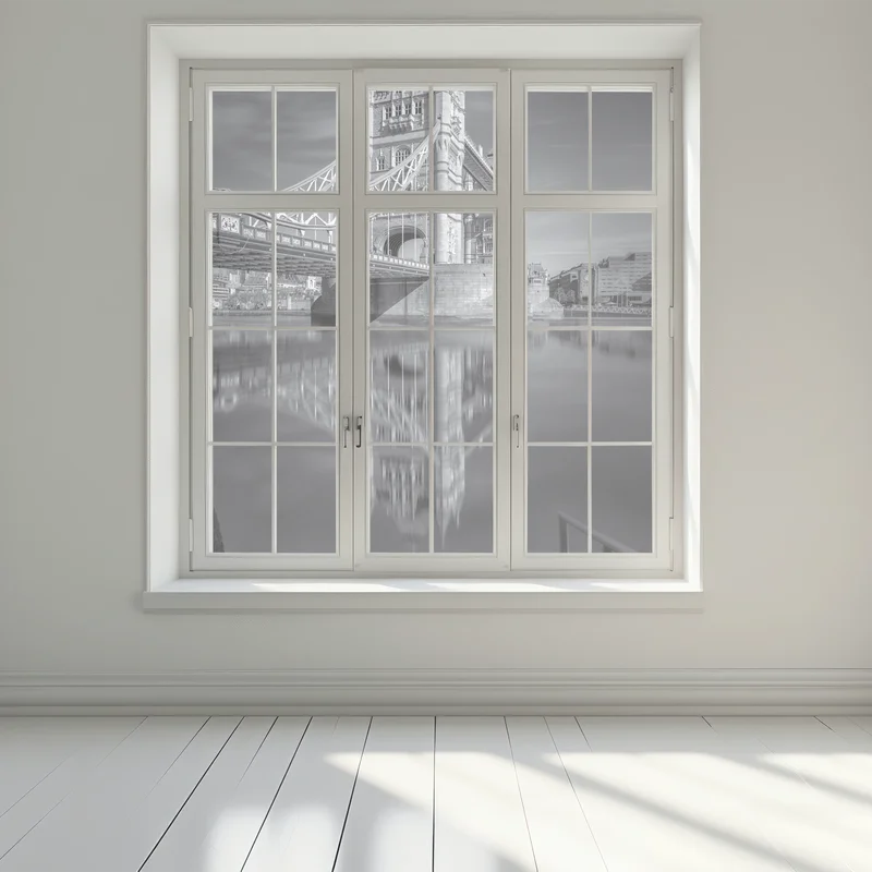 Fensteraufkleber Tower Bridge reflektiert in schwarzweiß