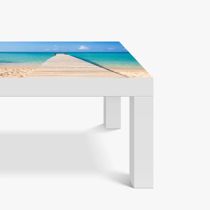 Tischaufkleber und Schreibtischaufkleber hölzerner steg zum türkisfarbenen meer