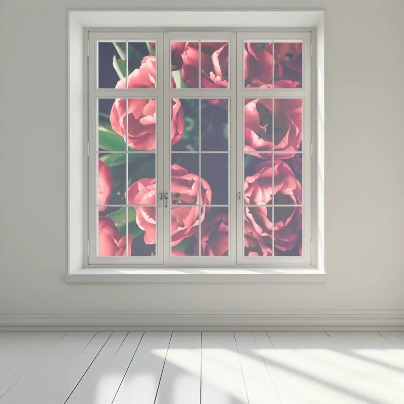 Fensteraufkleber stimmungsvolles rosa tulpenbukett