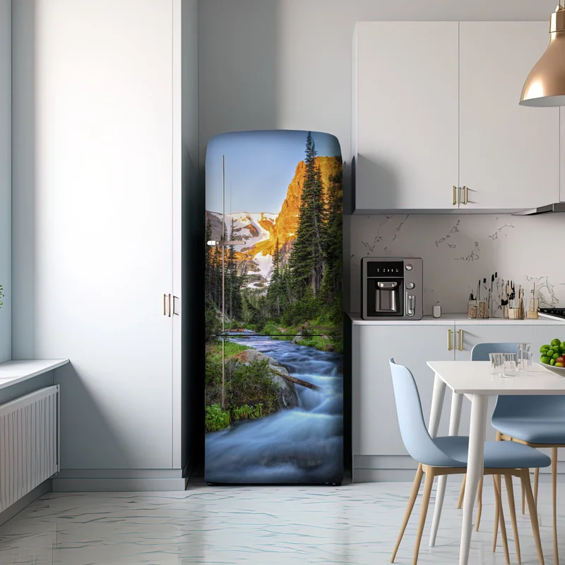 Kühlschrankaufkleber goldener gipfel über alpenbach