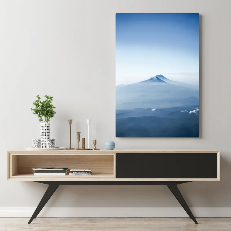 Leinwandbild neblige blaue berggipfel Leinwandbild neblige blaue berggipfel