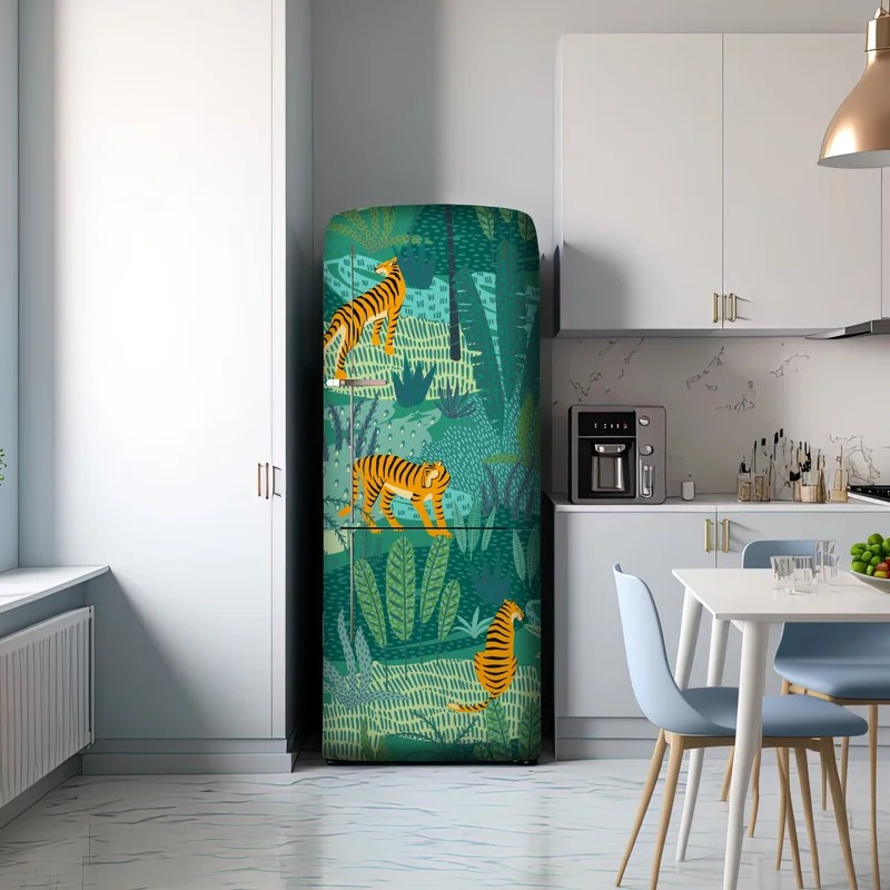Kühlschrankaufkleber tropischer dschungel mit tigern Kühlschrankaufkleber tropischer dschungel mit tigern