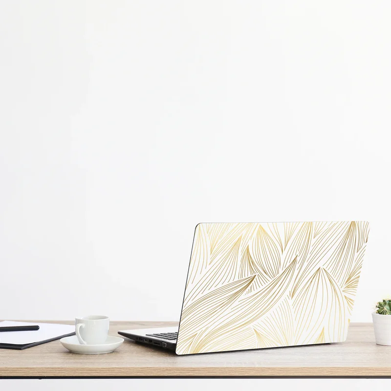 Laptop-Aufkleber goldene blattlinien