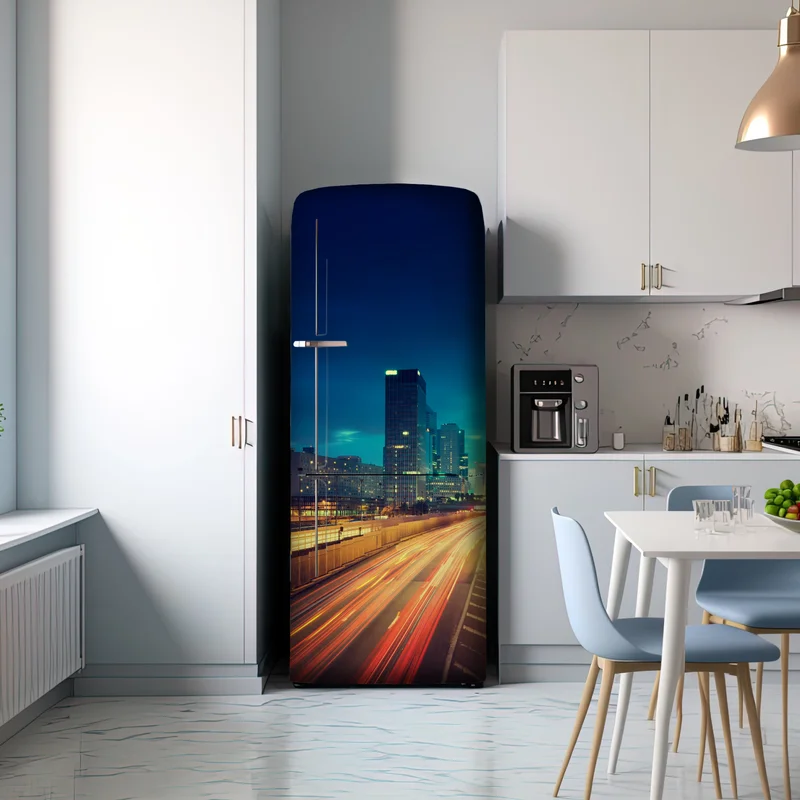 Kühlschrankaufkleber La Défense skyline bei dämmerung