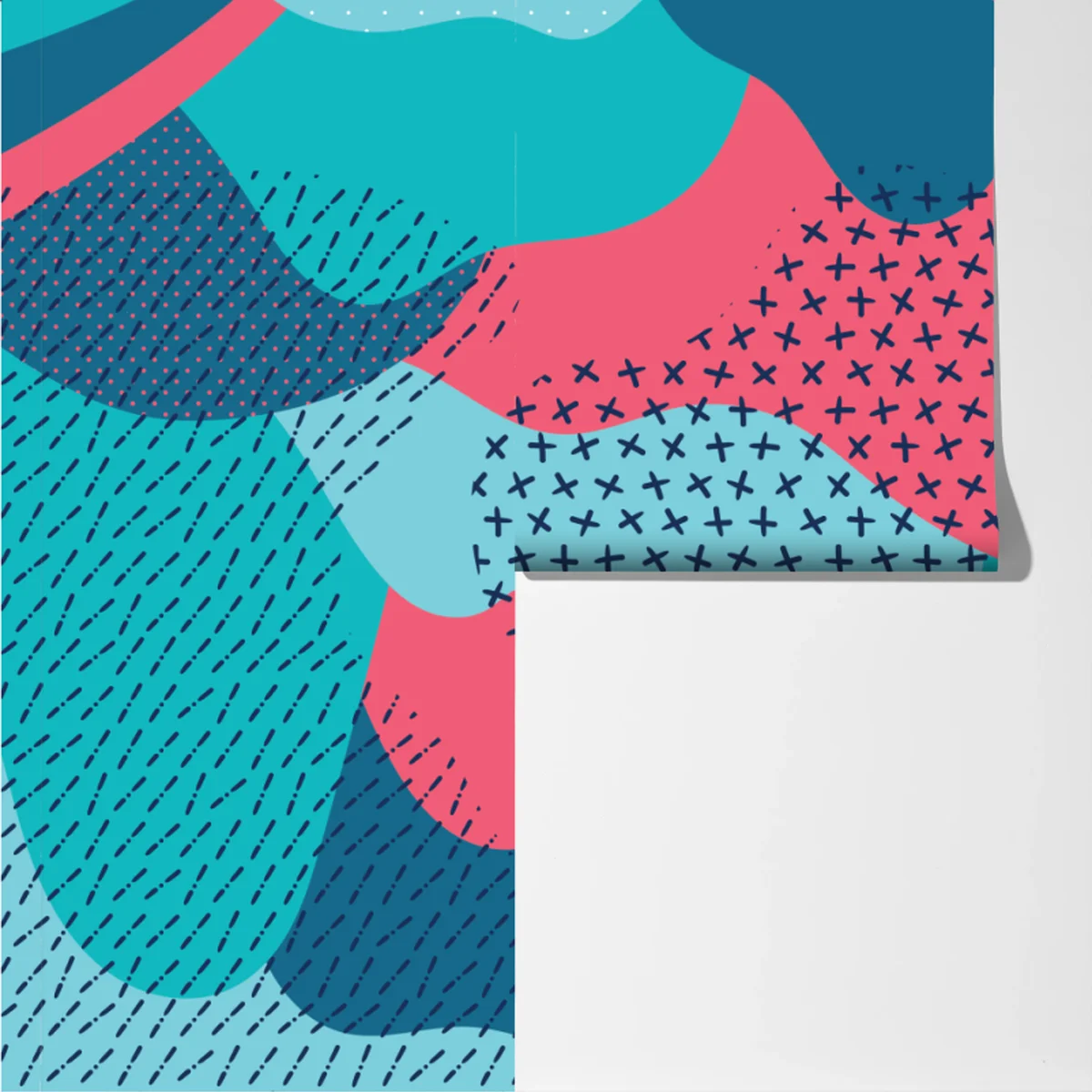 Fototapeta abstrakcyjny falisty wzór w turkusie i koralu Fototapeta abstrakcyjny falisty wzór w turkusie i koralu