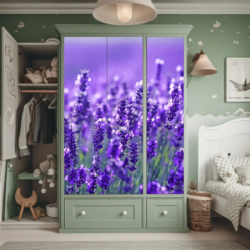 Schrankaufkleber lavendelfeld nahaufnahme