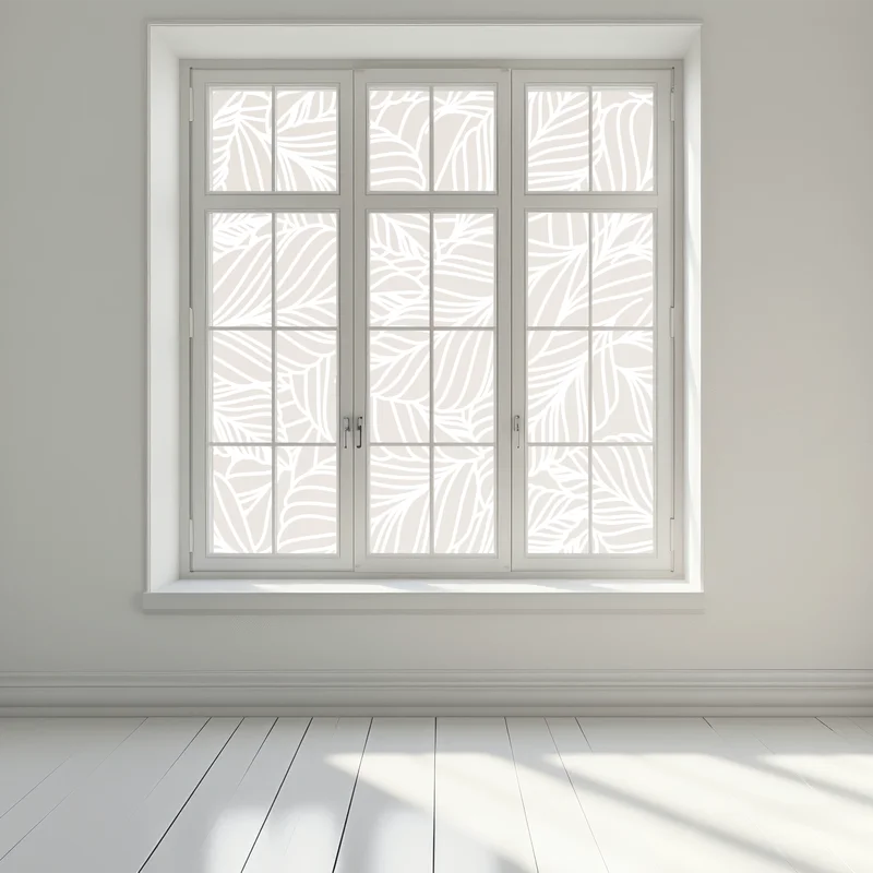 Fensteraufkleber beige botanisches blattmuster Fensteraufkleber beige botanisches blattmuster