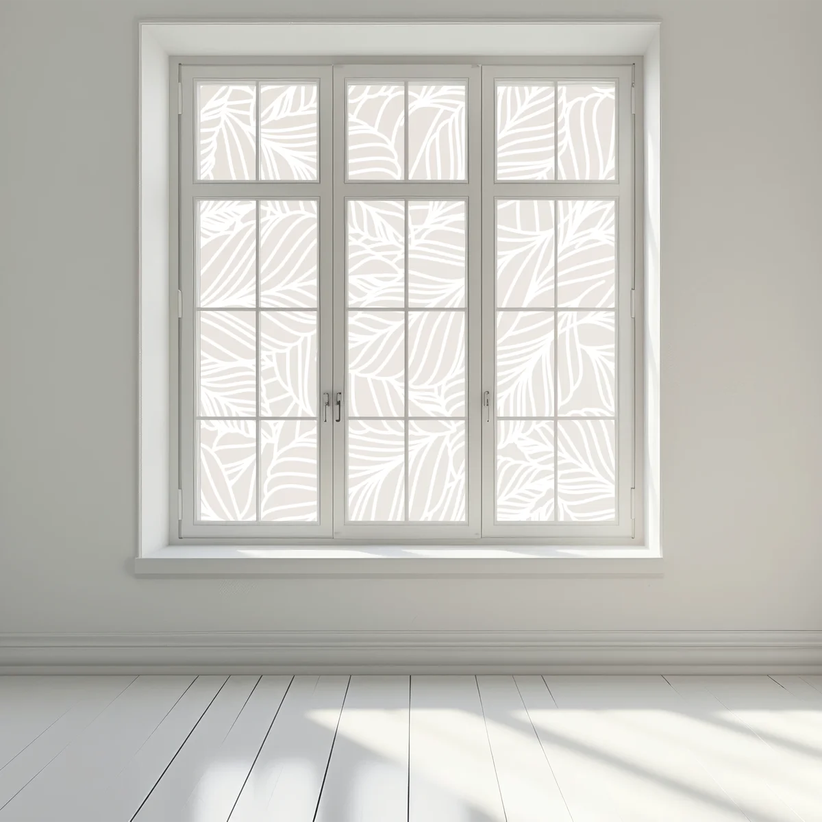 Fensteraufkleber beige botanisches blattmuster Fensteraufkleber beige botanisches blattmuster