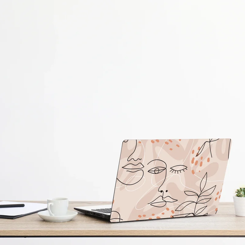 Laptop-Aufkleber pastell linienzeichnungen gesichter