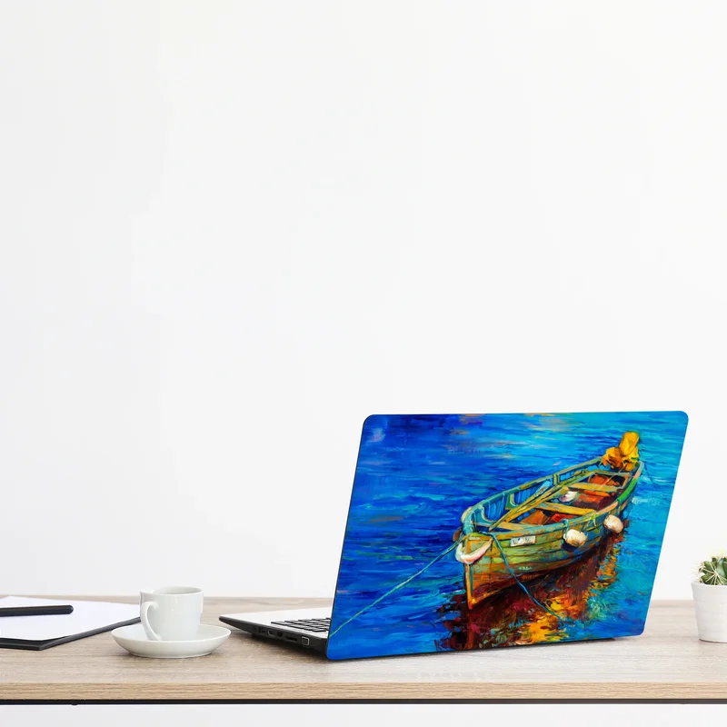 Laptop-Aufkleber lebendiges boot bei sonnenuntergang Laptop-Aufkleber lebendiges boot bei sonnenuntergang