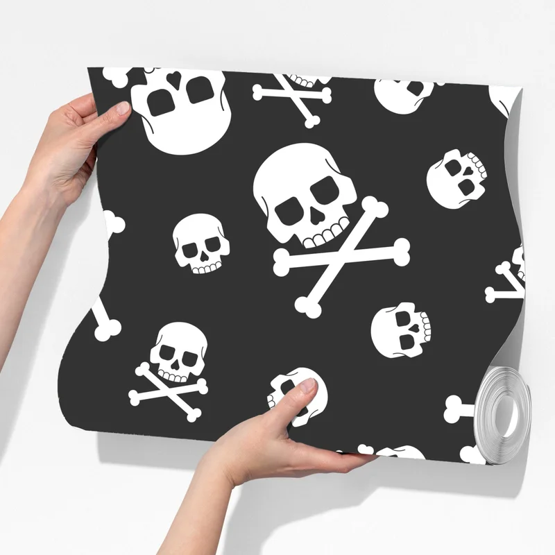 Fototapete weißes totenkopf muster auf grauem hintergrund Fototapete weißes totenkopf muster auf grauem hintergrund