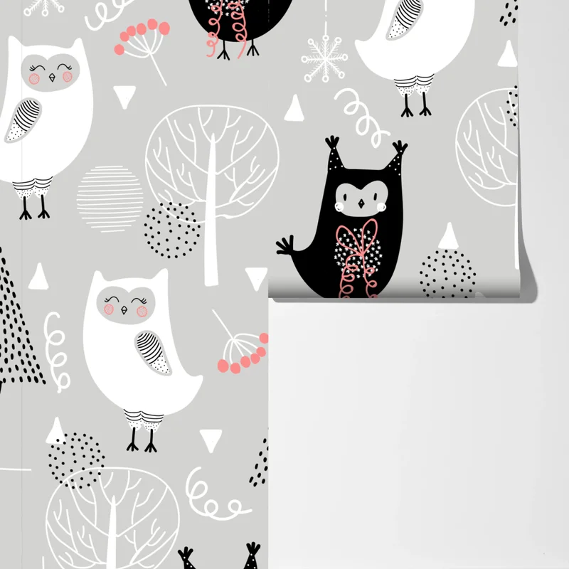 Fototapeta skandynawski wzór z sówkami do pokoju dziecięcego Fototapeta skandynawski wzór z sówkami do pokoju dziecięcego