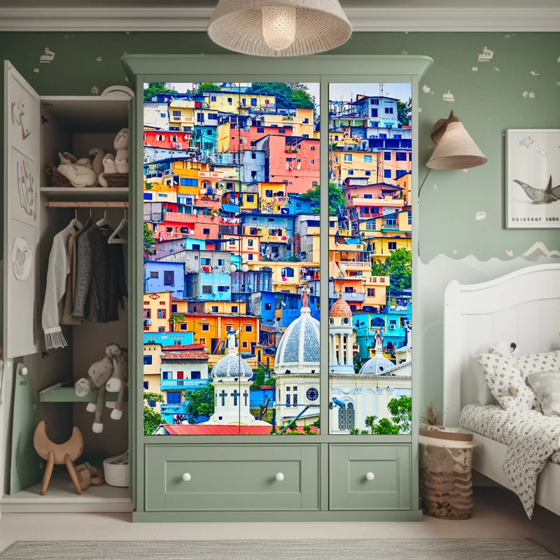 Schrankaufkleber bunte häuser von Las Peñas am Santa Ana hügel, Guayaquil Schrankaufkleber bunte häuser von Las Peñas am Santa Ana hügel, Guayaquil