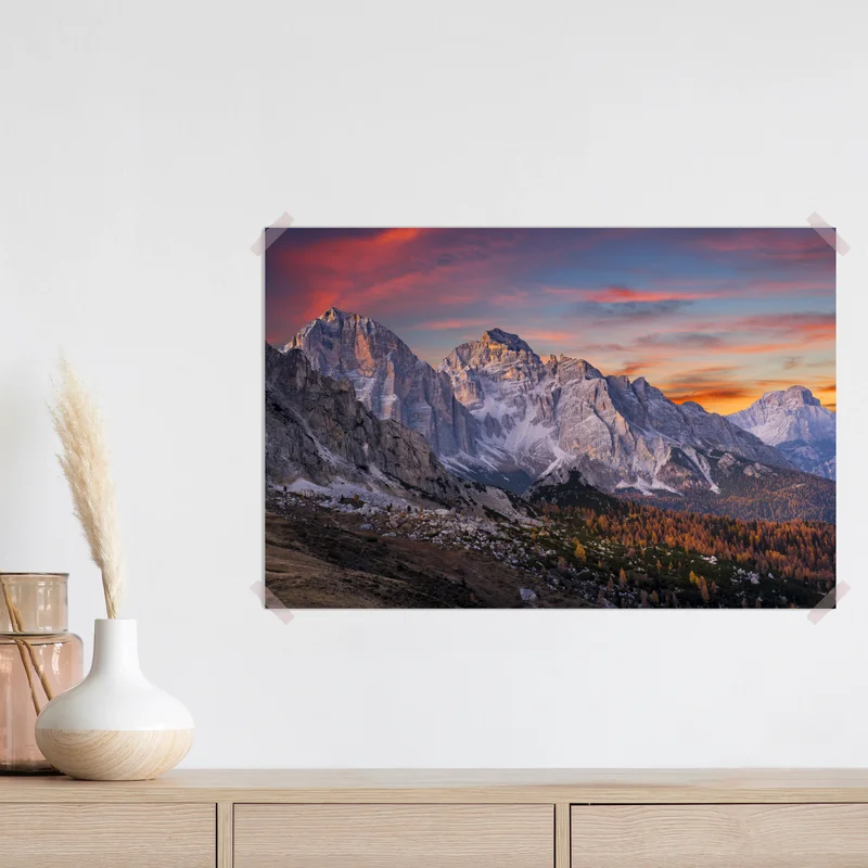 Poster majestätischer herbstlicher sonnenuntergang in den bergen Poster majestätischer herbstlicher sonnenuntergang in den bergen