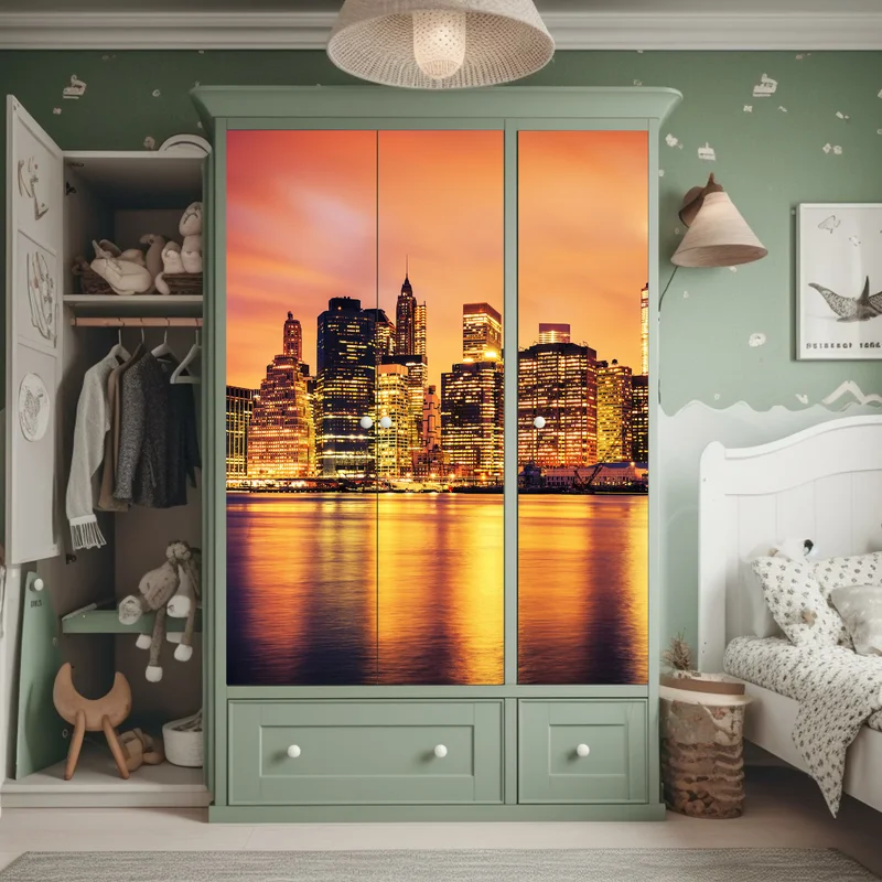 Schrankaufkleber New York skyline bei sonnenuntergang