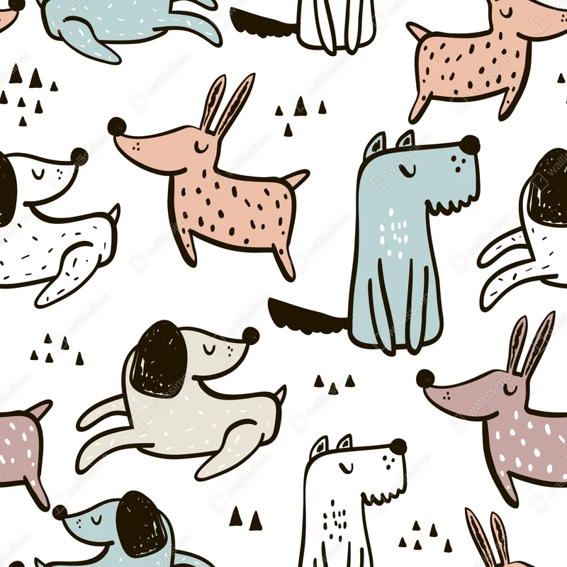 Repositionierbarer Aufkleber verspieltes pastell hunde muster Repositionierbarer Aufkleber verspieltes pastell hunde muster