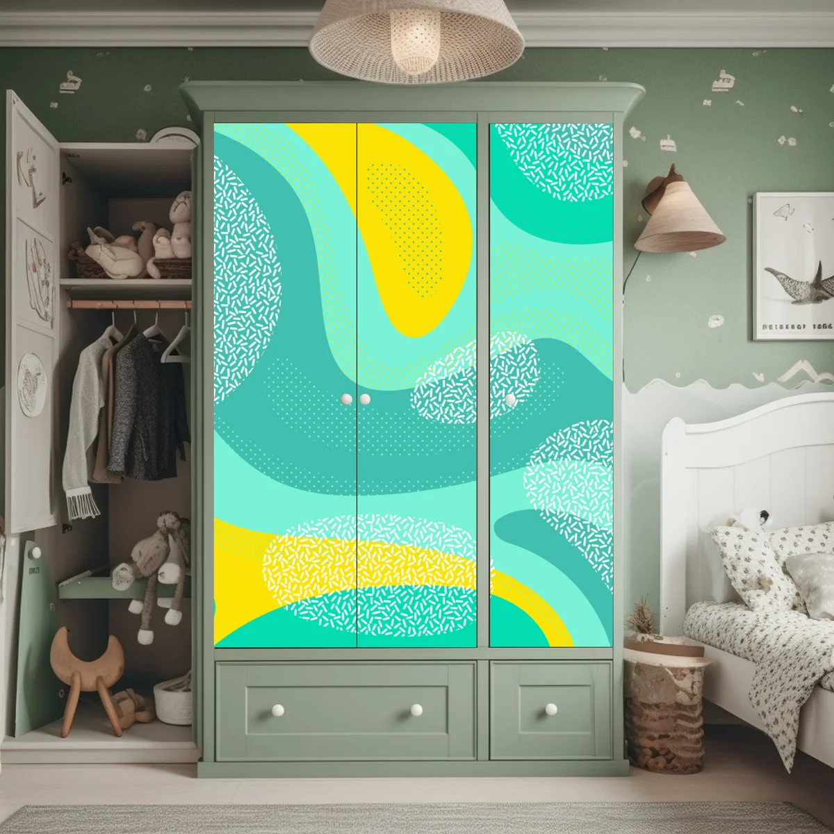 Schrankaufkleber türkis-gelbes abstraktes muster Schrankaufkleber türkis-gelbes abstraktes muster