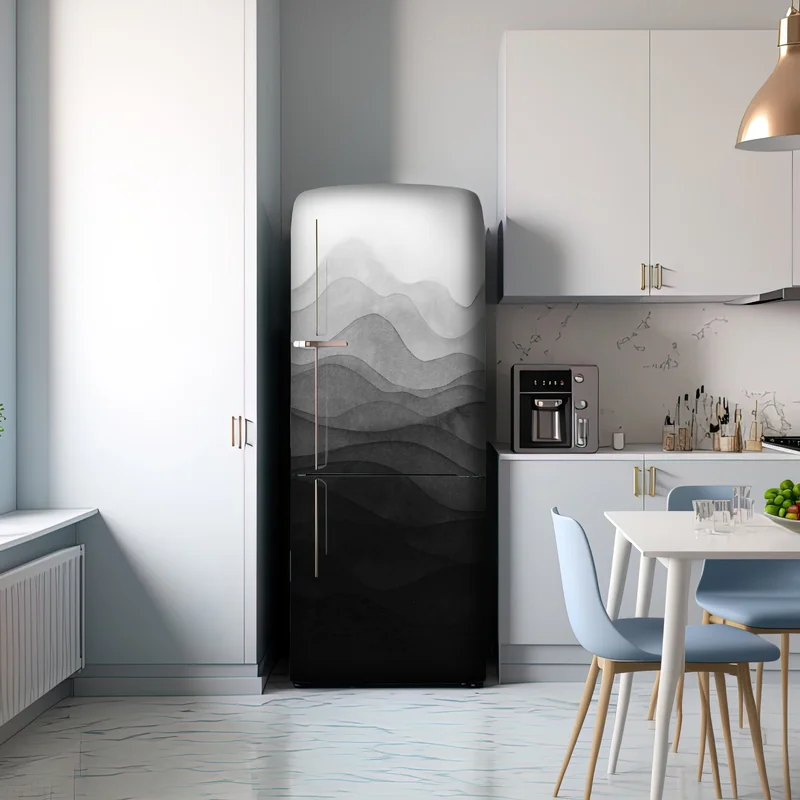 Kühlschrankaufkleber monochrome geschichtete berge
