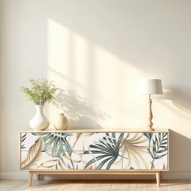 Repositionierbarer Aufkleber tropisches botanisches blättermuster