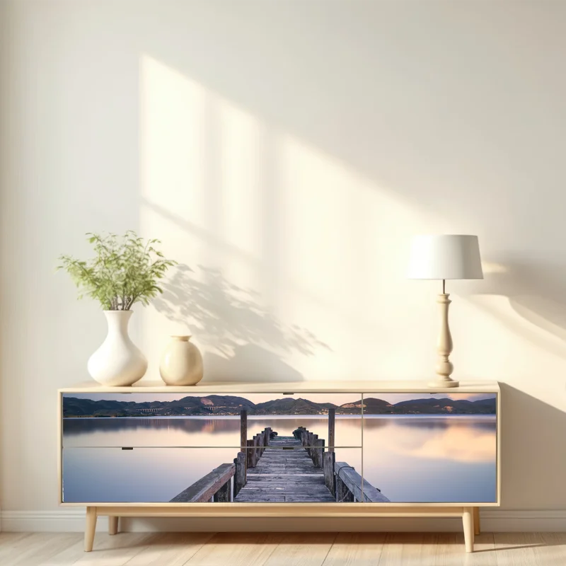 Repositionierbarer Aufkleber hölzerner steg bei Versilia Massaciuccoli, Toskana