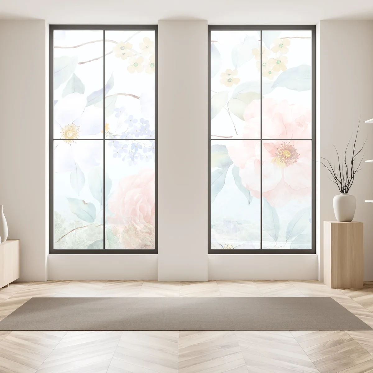 Fensteraufkleber zarte pastellblumen in aquarell Fensteraufkleber zarte pastellblumen in aquarell