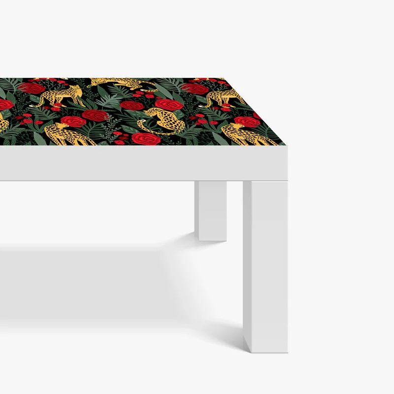 Tischaufkleber und Schreibtischaufkleber goldene geparden und rote rosen muster Tischaufkleber und Schreibtischaufkleber goldene geparden und rote rosen muster