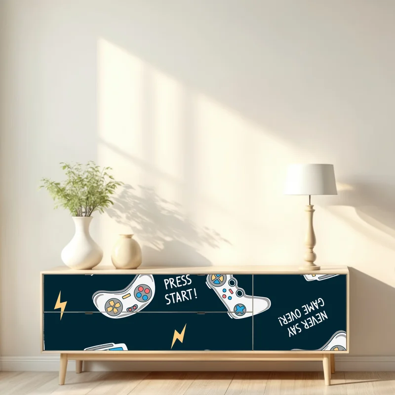 Repositionierbarer Aufkleber retro-muster mit gamepads