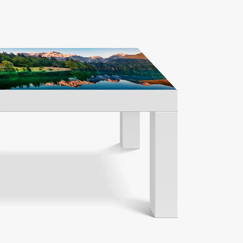 Tischaufkleber und Schreibtischaufkleber ruhiger morgen am Fusine See, Julische Alpen