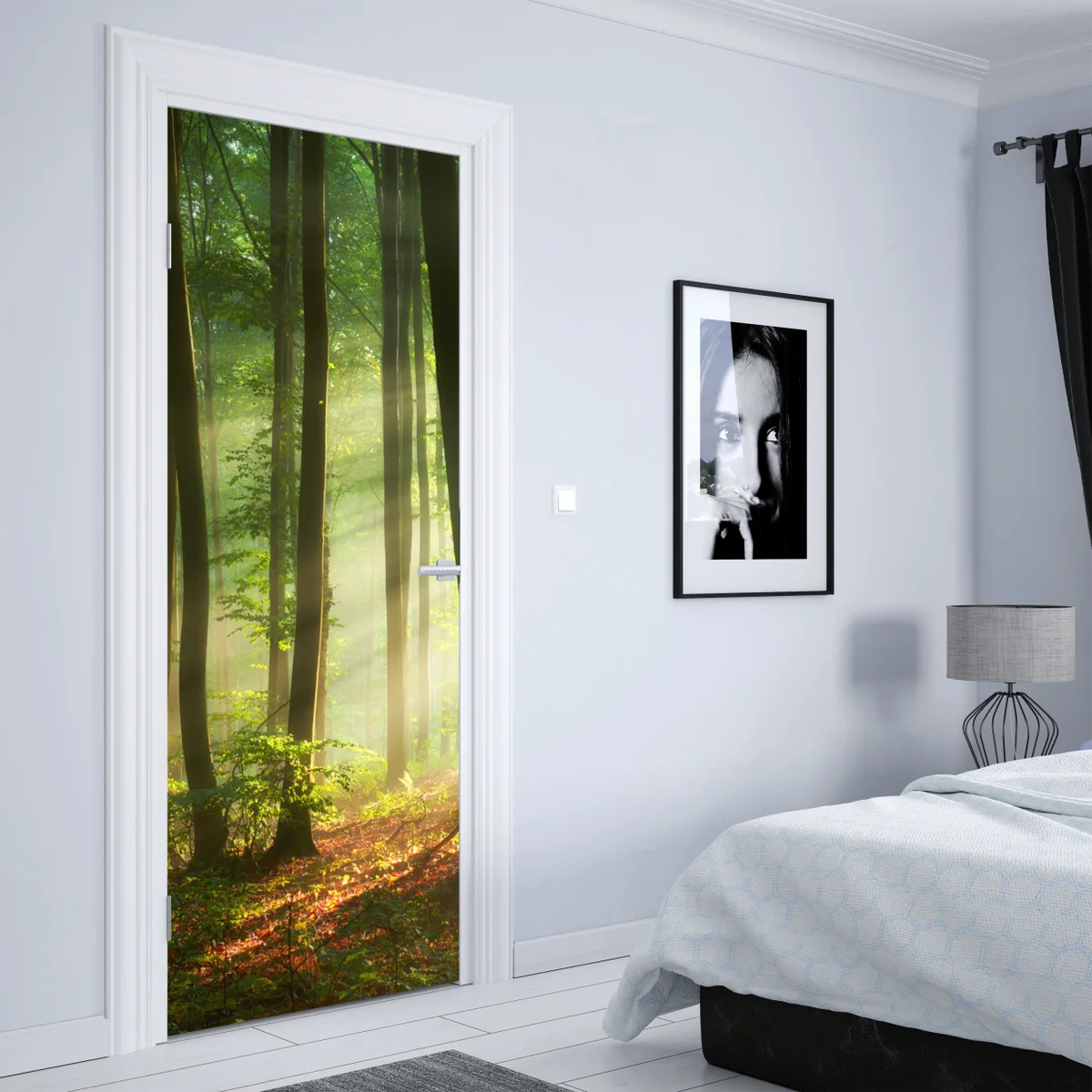 Türaufkleber sonnenbeschienener morgenwald Türaufkleber sonnenbeschienener morgenwald