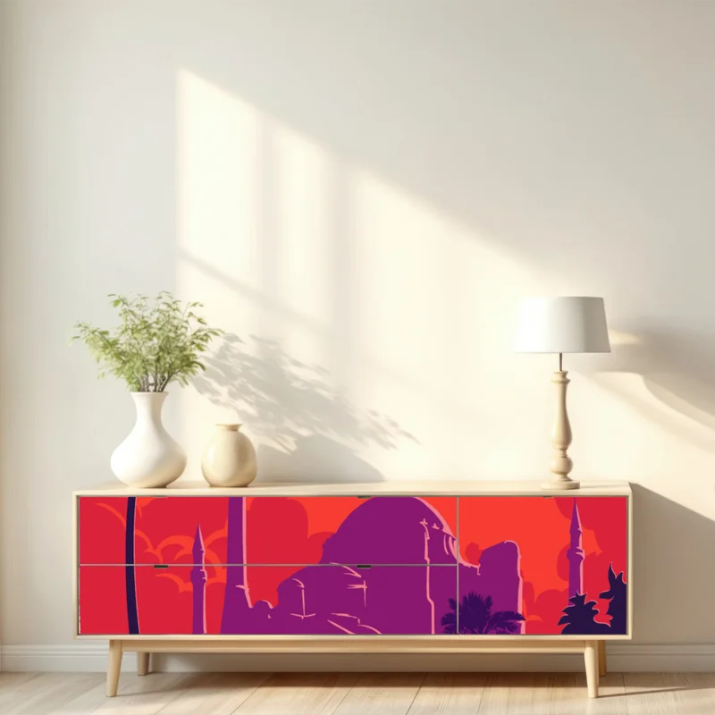 Repositionierbarer Aufkleber sonnenuntergang über Istanbul